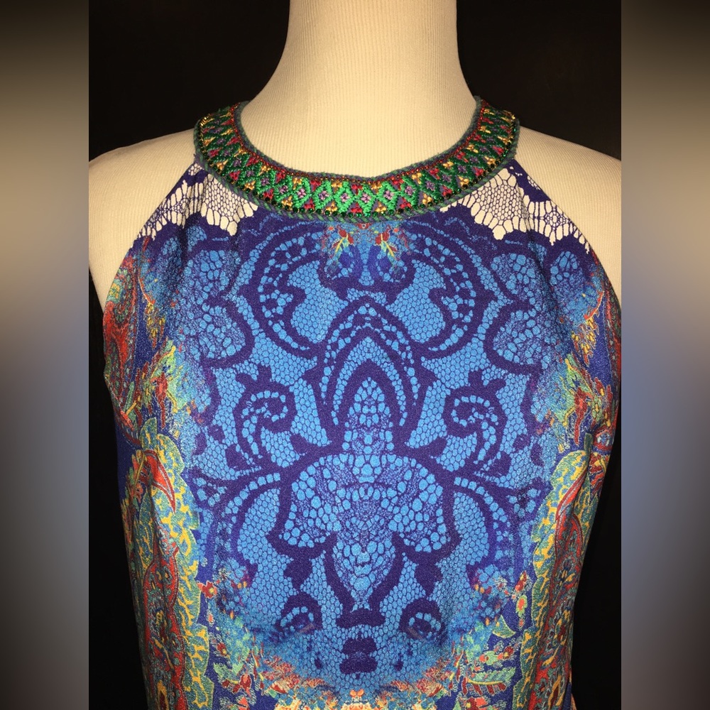 Anthropologie Ranna Gill Boteh Maxi Dress with Embellished Neckline - Size 10. - Picture 6 of 16